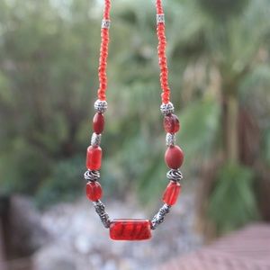 Glass beaded necklace and earrings (item#17)